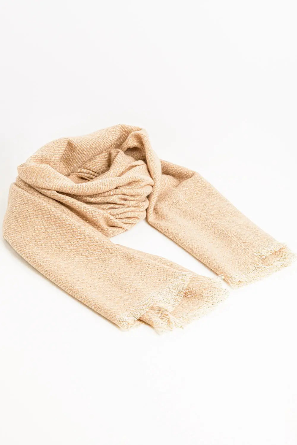 Camel-colored scarf with gold thread detail - BEIGE / ONE - Scarves