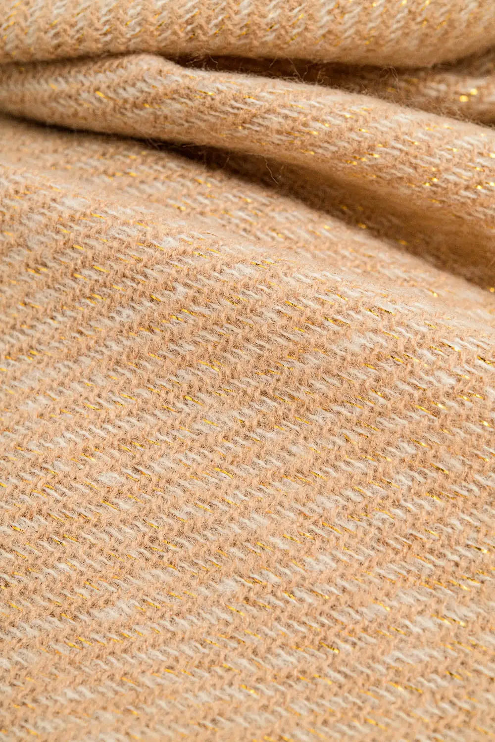 Camel-colored scarf with gold thread detail - BEIGE / ONE - Scarves