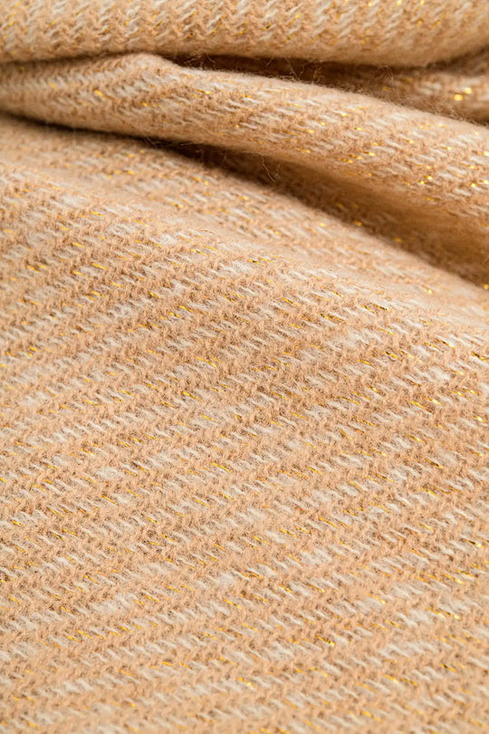 Camel-colored scarf with gold thread detail - BEIGE / ONE - Scarves