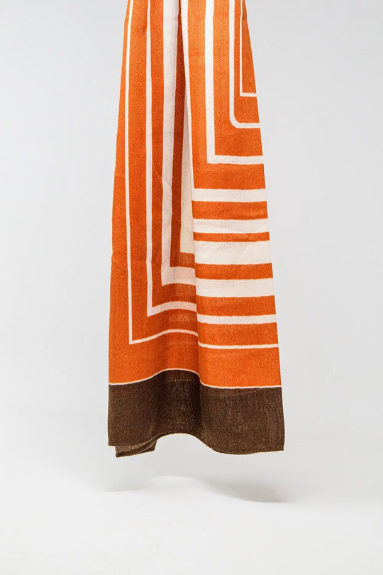 Red scarf in fine knit with geometric print - ORANGE / ONE - Scarves