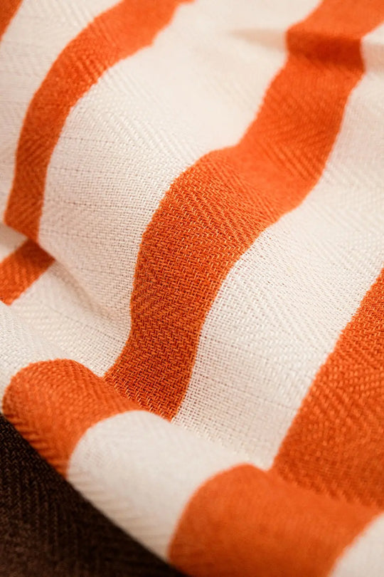 Red scarf in fine knit with geometric print - ORANGE / ONE - Scarves