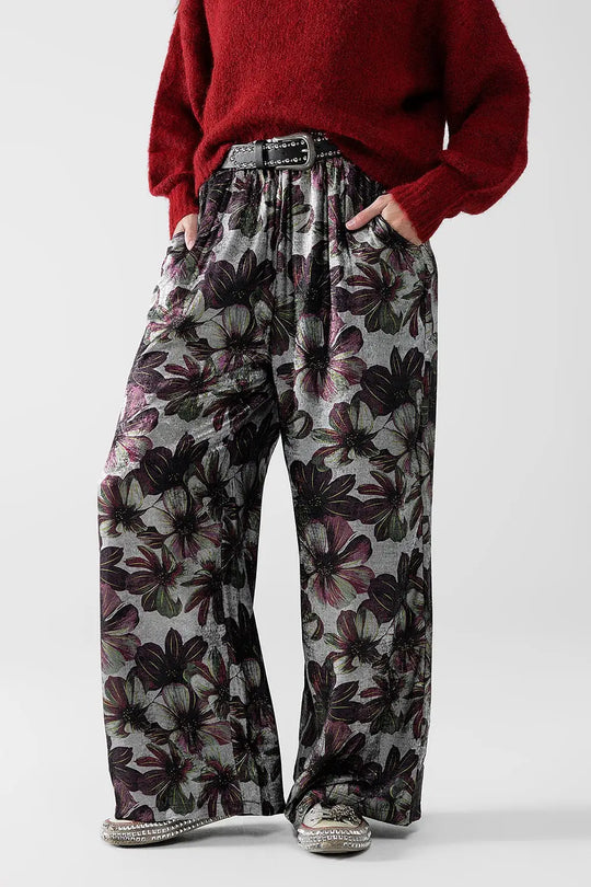 wide-leg pants in floral print - Pants
