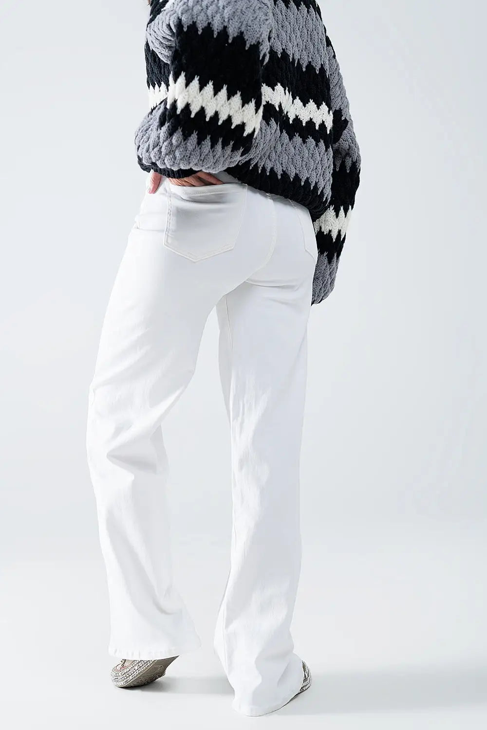 white wide leg high rise Pants - Colored Jeans