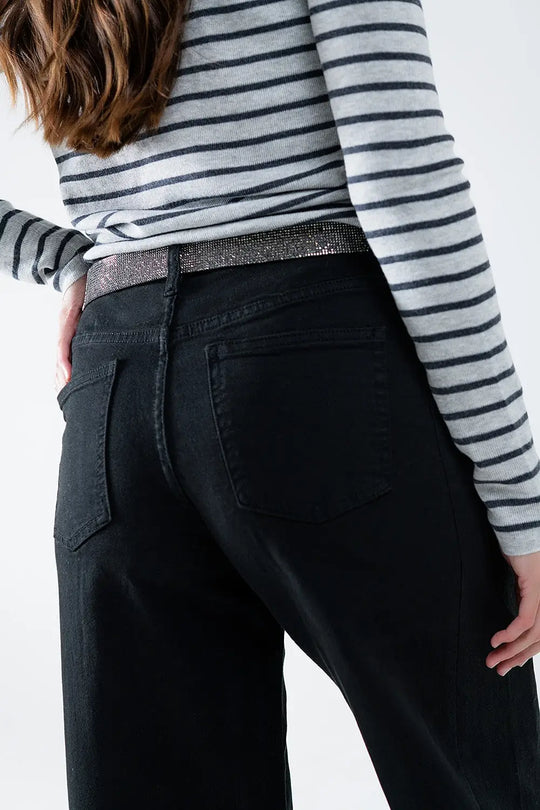 Extra wide leg trousers in black - Colored Jeans