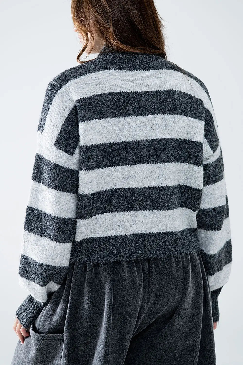 turtleneck gray striped sweater - Sweaters