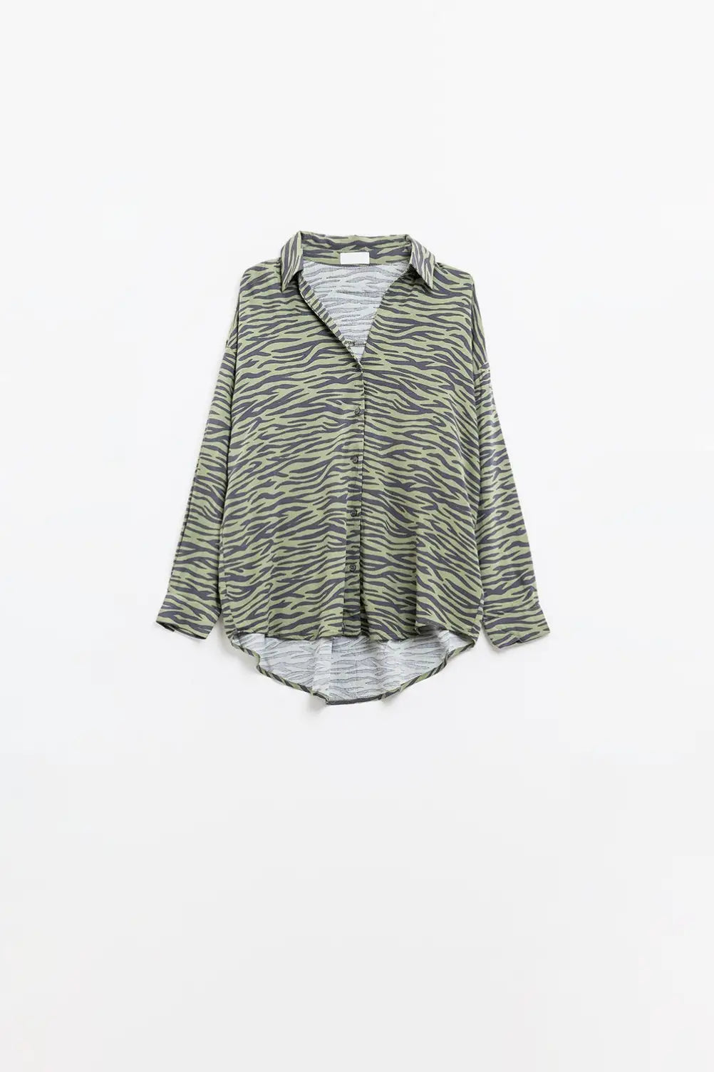 Zebra Printed Shirt in Green - Shirts