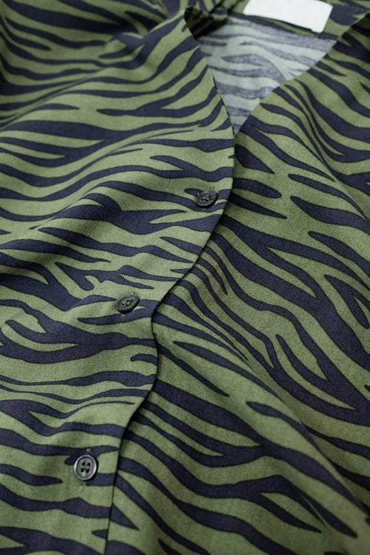 Zebra Printed Shirt in Green - Shirts