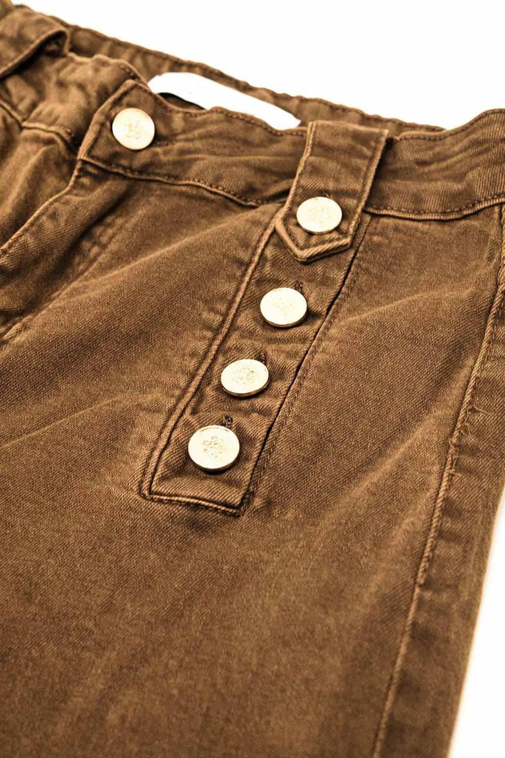 Straight Jeans With Gold Buttons At the Side in camel - Pants