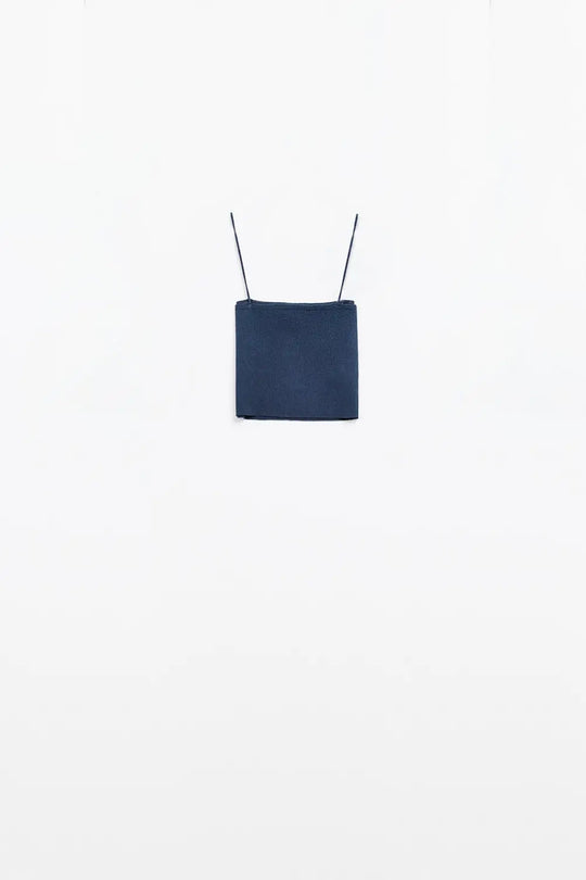 Basic knitted Top In navy With Thin Straps - Tops Sweaters