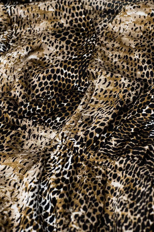 chiffon dress in brown leopard print - Dresses