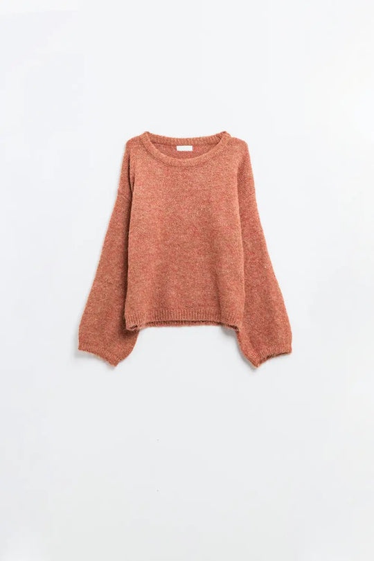 Cozy Balloon Sleeve Sweater in camel - Sweaters