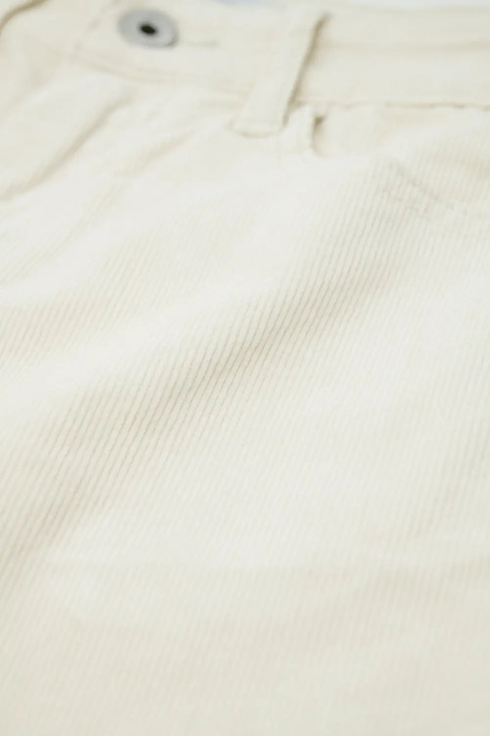 Light Beige Corduroy flare pants with leopard print at the bottom - Pants