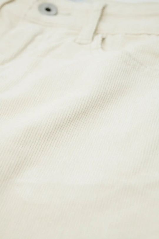 Light Beige Corduroy flare pants with leopard print at the bottom - Pants