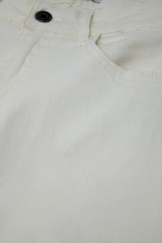 Wide leg cream pants with leopard print at the bottom - Colored Jeans