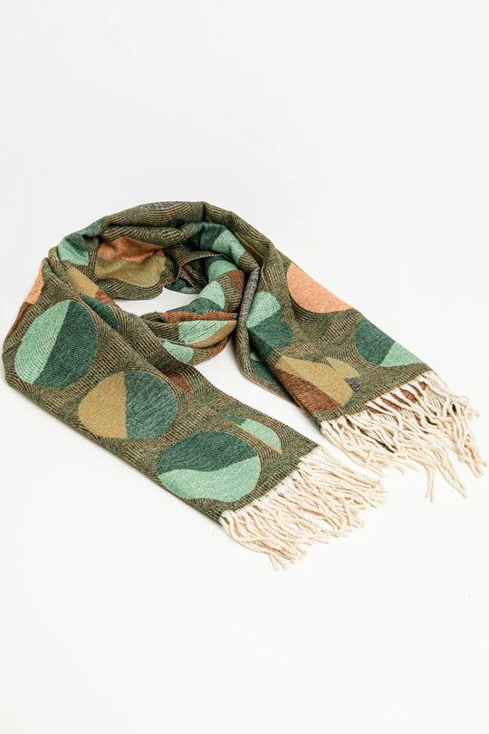 Scarf printed with circles in green - BROWN / ONE - Scarves