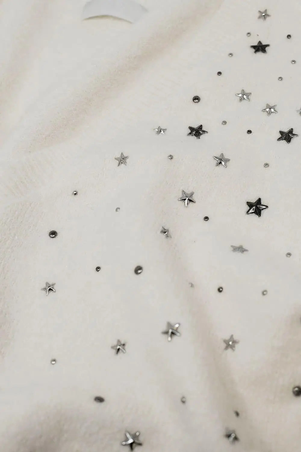V-neck sweater embellished with metallic stars - Sweaters
