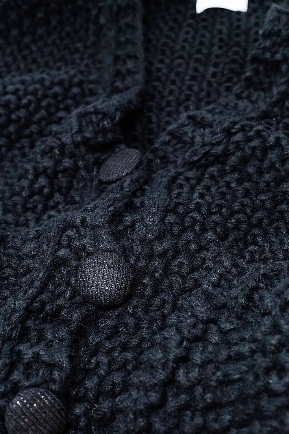 Oversized black chunky knit jacket with pockets - BLACK / ONE - Cardigans
