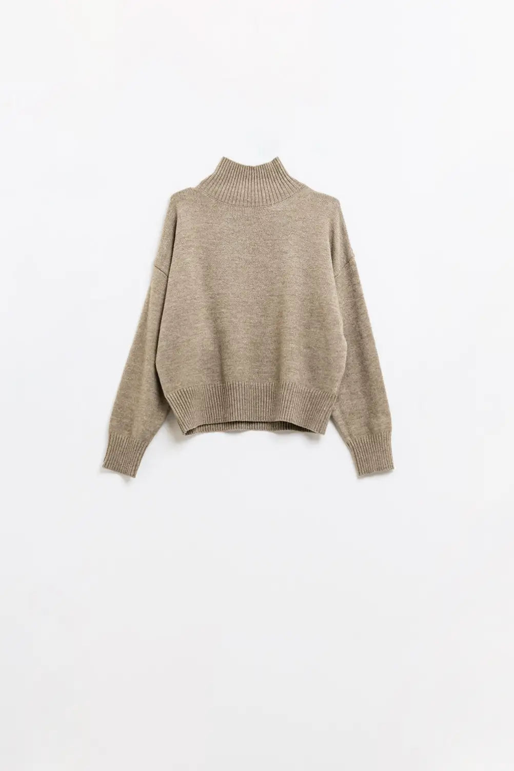 chunky knit sweater in beige with turtleneck - Sweaters