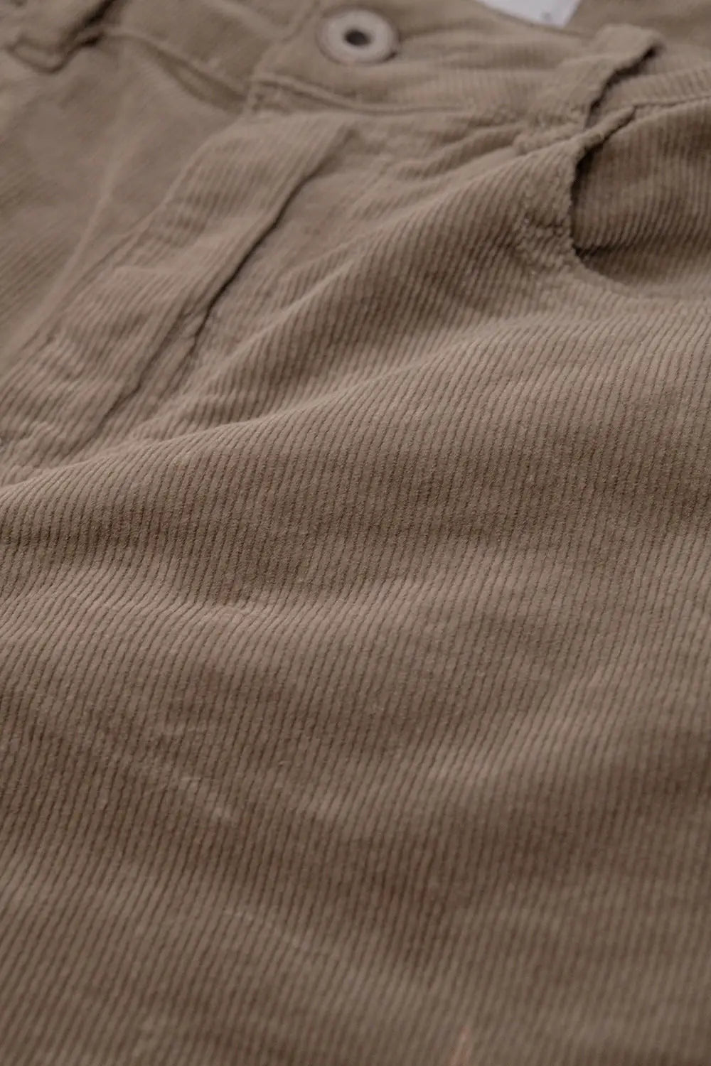 Dark Beige Corduroy flare pants with leopard print at the bottom - Pants