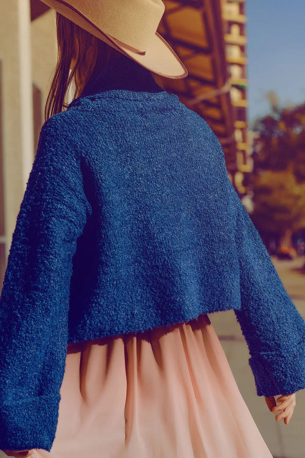 soft knitted high neck sweater in blue color - BLUE / ONE - Sweaters