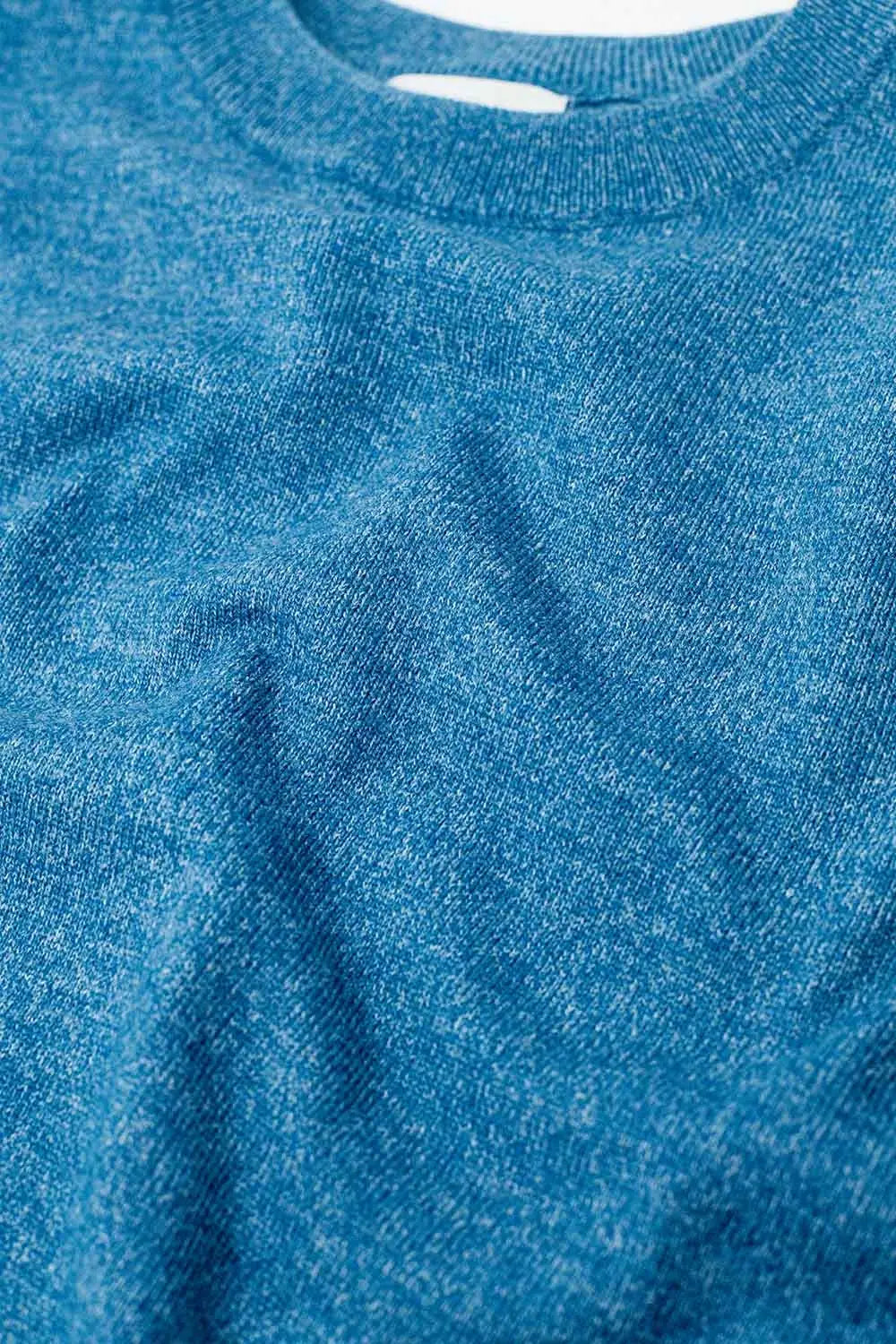 Loose fine-knit sweater in blue with a round neck - BLUE / ONE - Sweaters