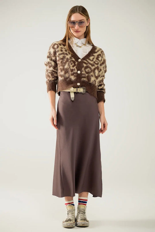 leopard print cardigan with wool in beige - BEIGE / ONE - Cardigans