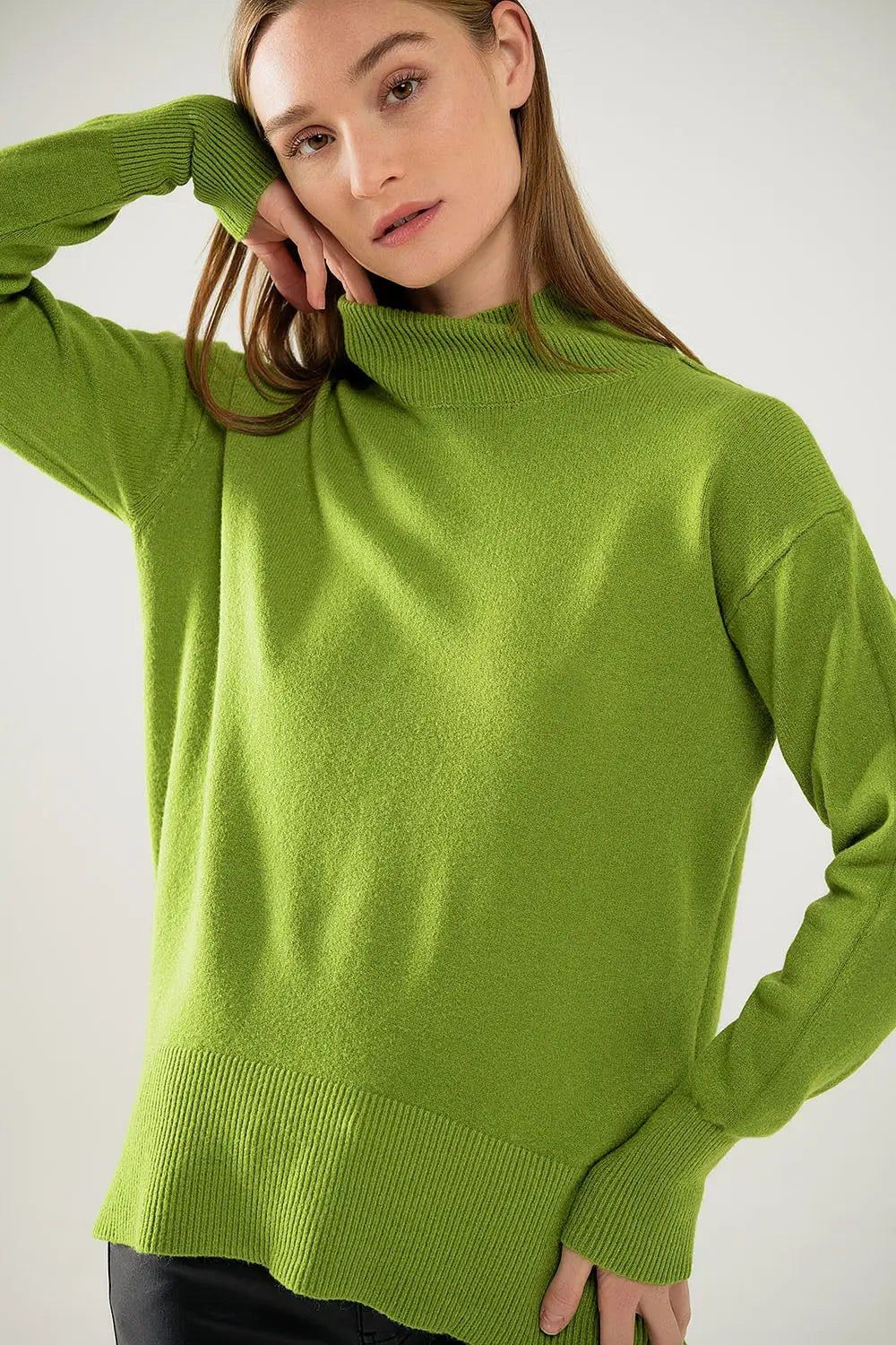 Loose green sweater with opening in the back - GREEN / ONE - Sweaters