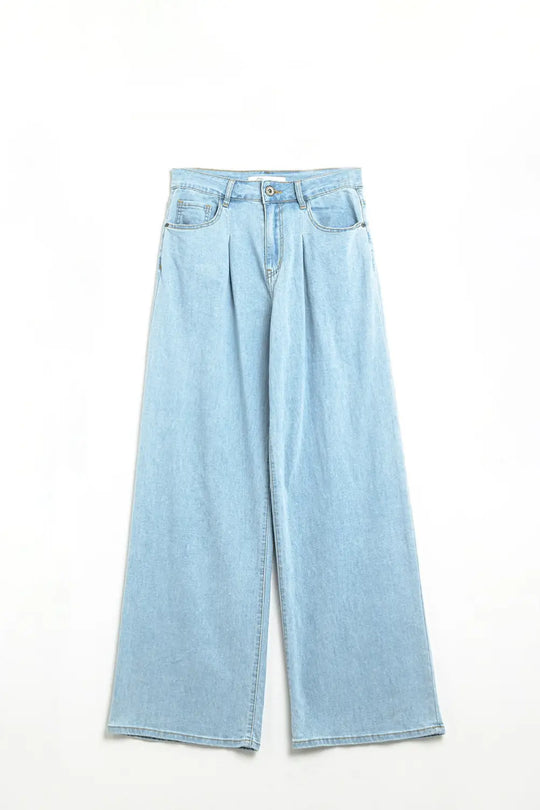 Light Blue Wide-Leg jeans with pleats
