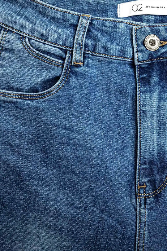 straight fit cuffed jeans with mid wash
