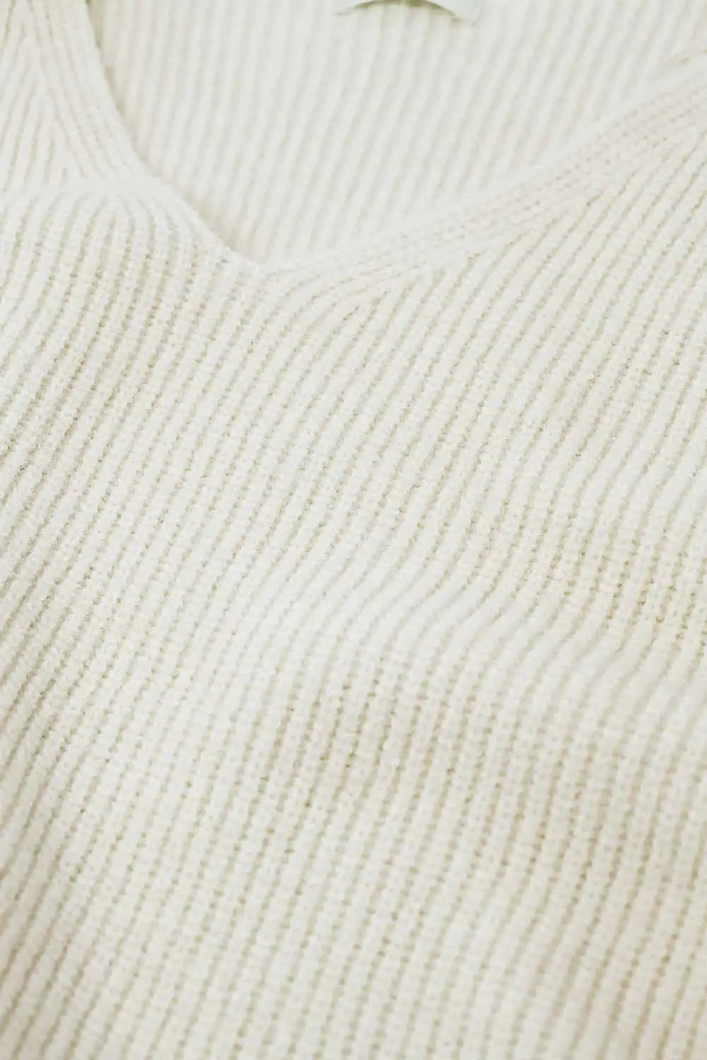 cream oversized knit sweater with V neck - CREAM / ONE - Sweaters