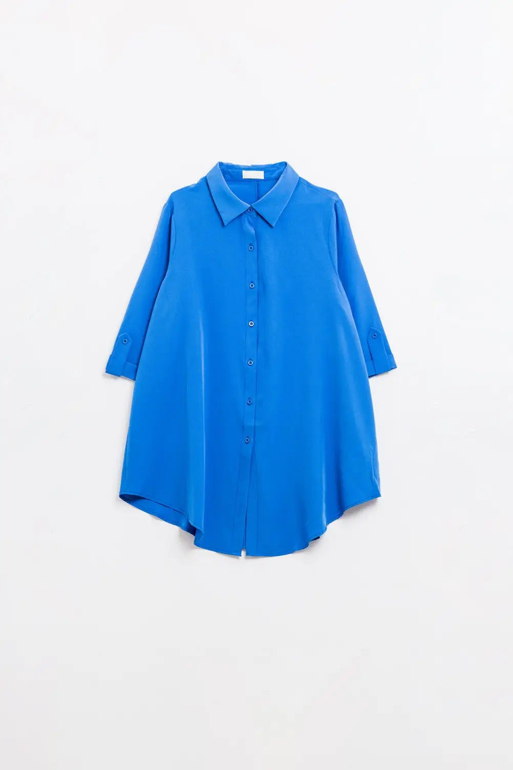 Shirt made of very soft and lightweight fabric in electric blue color. - Shirts