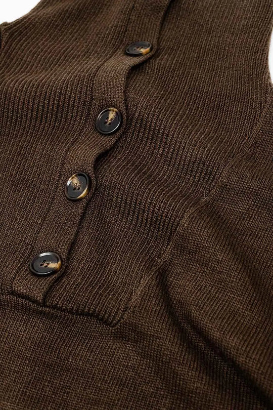 Brown loose sweater with button closure - Sweaters