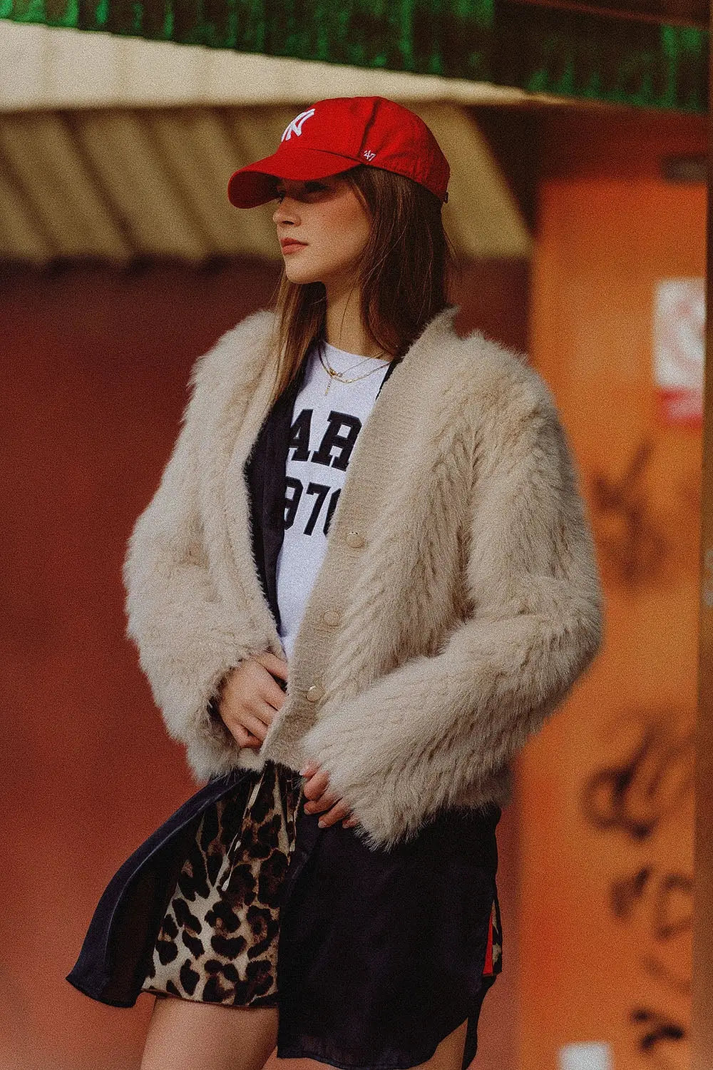 Cropped Jacket in beige in fine fur - Jackets