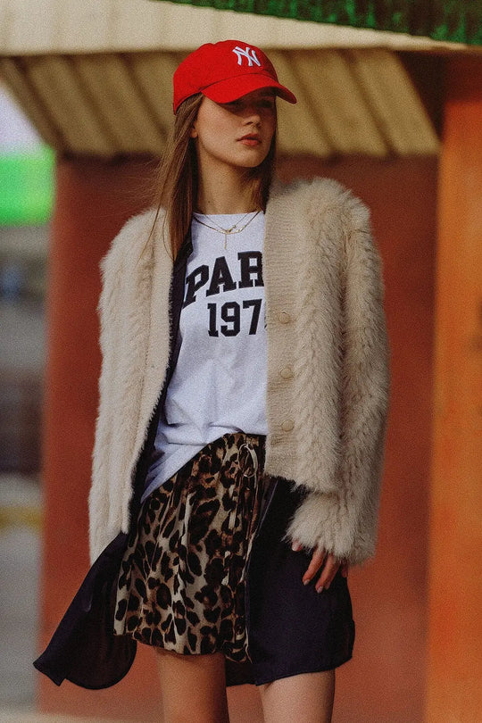 Cropped Jacket in beige in fine fur - Jackets