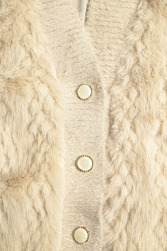 Cropped Jacket in beige in fine fur - Jackets