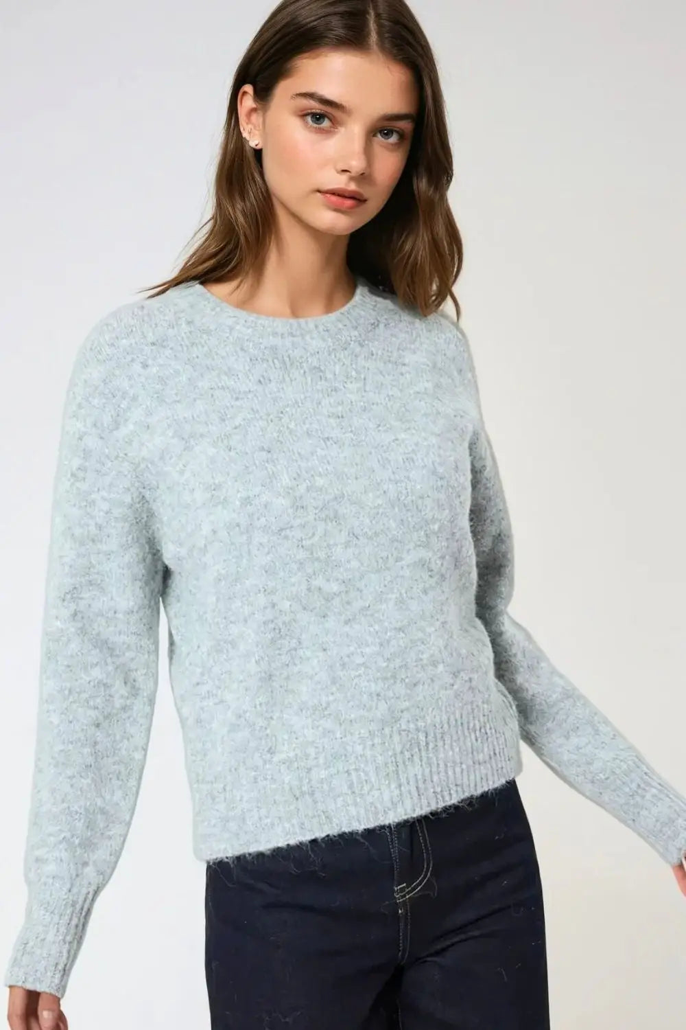Basic Crew Neck Knitted Sweater in grey - Sweaters