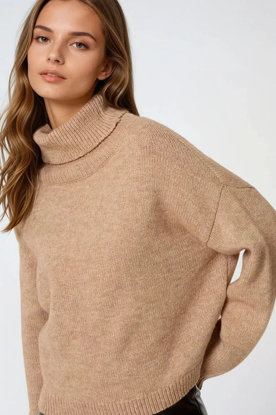 Loose beige sweater with dropped sleeves - Sweaters