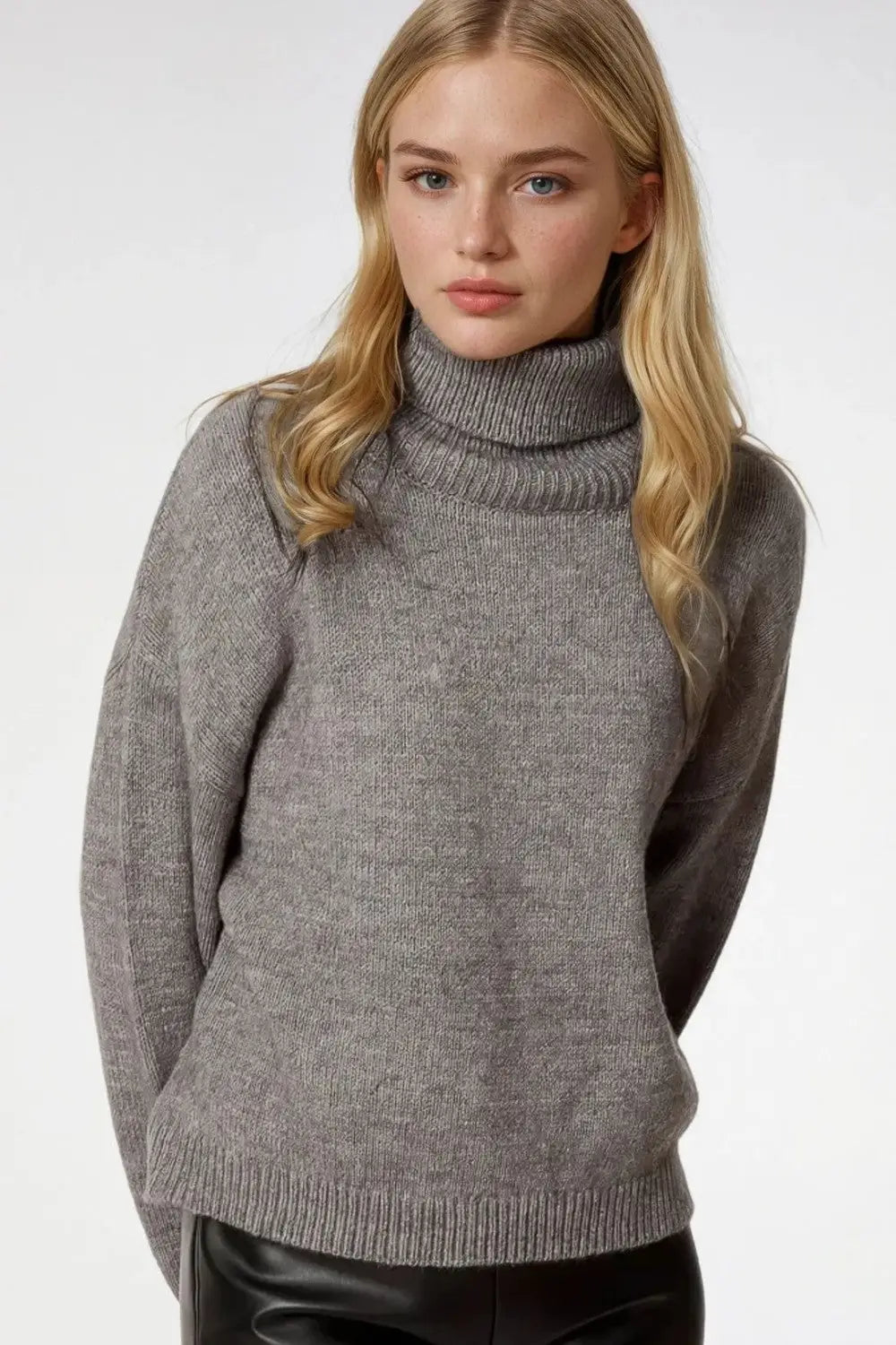 Loose grey sweater with dropped sleeves - Sweaters