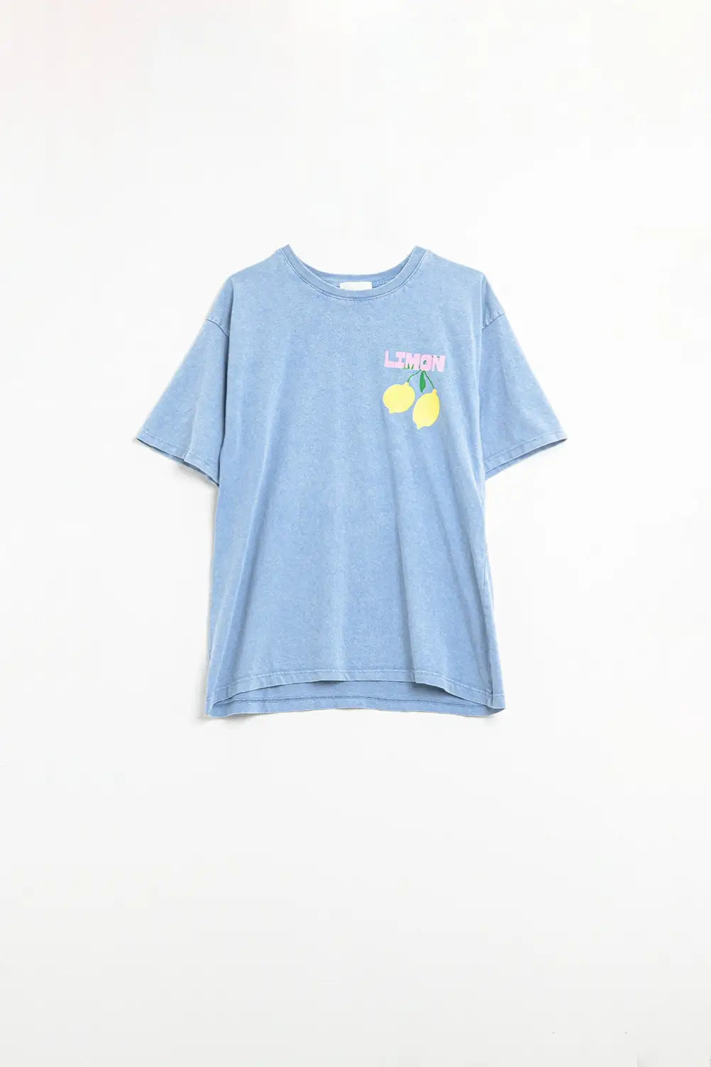 relaxed blue t-shirt with lemon print - BLUE / ONE - T-Shirts