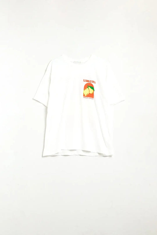 Relaxed Fit T-Shirt With La Dolce Vita Print in White - WHITE / ONE - T-Shirts