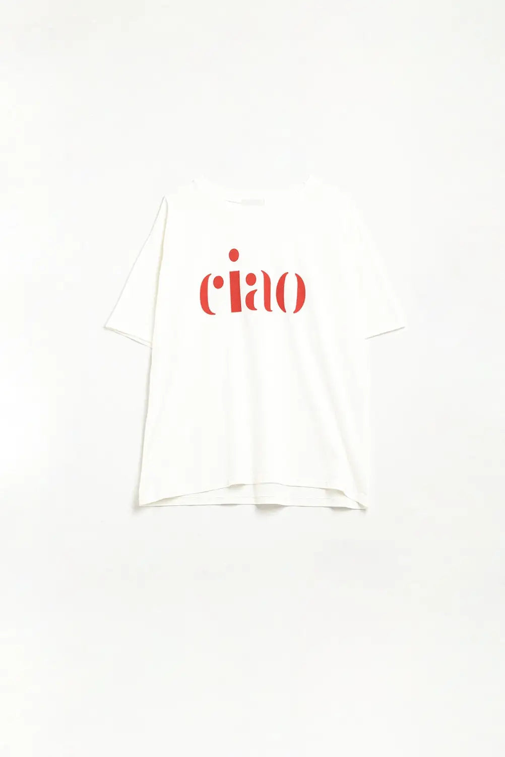Cotton t-shirt made in Italy with Ciao logo in red - WHITE / ONE - T-Shirts