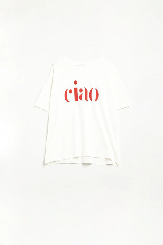 Cotton t-shirt made in Italy with Ciao logo in red - WHITE / ONE - T-Shirts