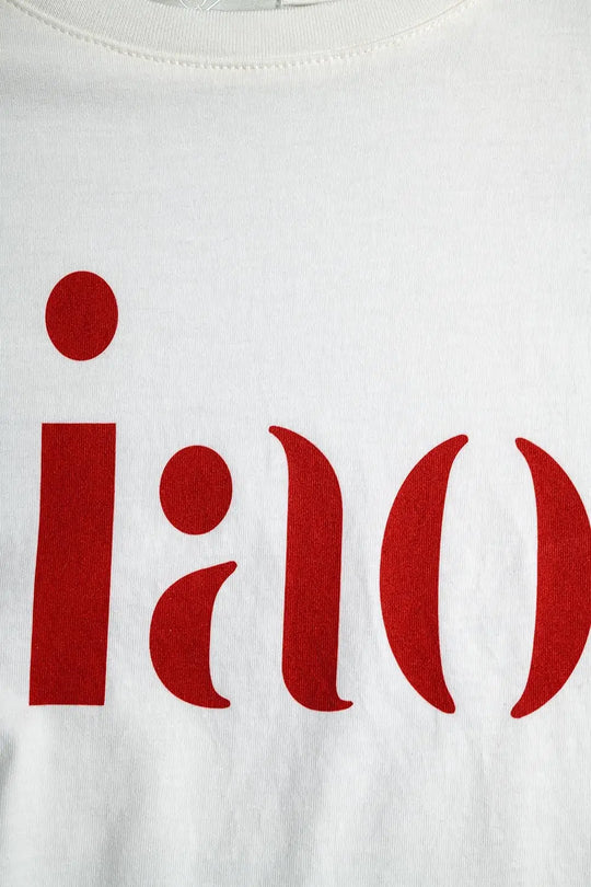 Cotton t-shirt made in Italy with Ciao logo in red - WHITE / ONE - T-Shirts