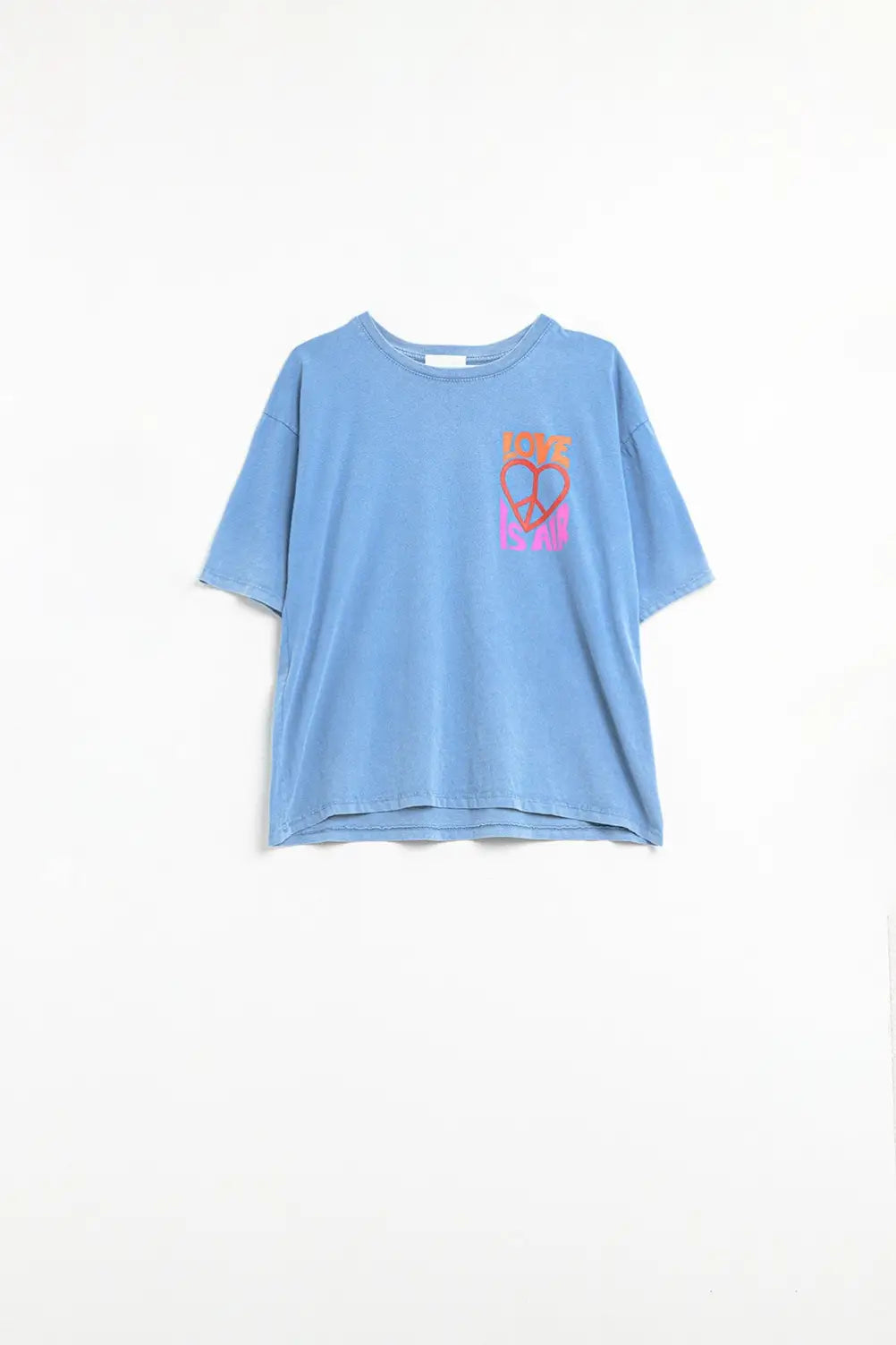 Blue T-Shirt made in italy with Love is Air and Heart with Peace logo - BLUE / ONE - T-Shirts