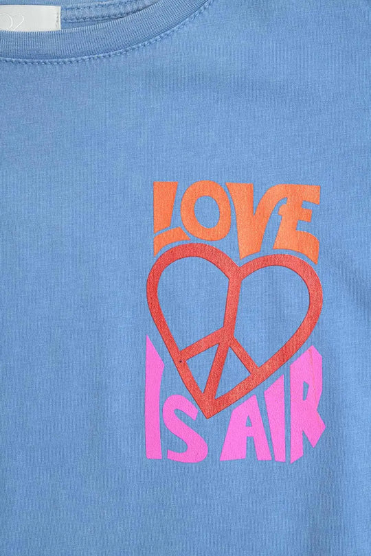 Blue T-Shirt made in italy with Love is Air and Heart with Peace logo - BLUE / ONE - T-Shirts