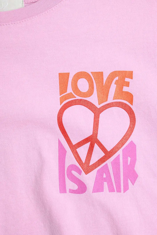 Pink T-Shirt with Love is Air and Heart with Peace logo - PINK / ONE - T-Shirts