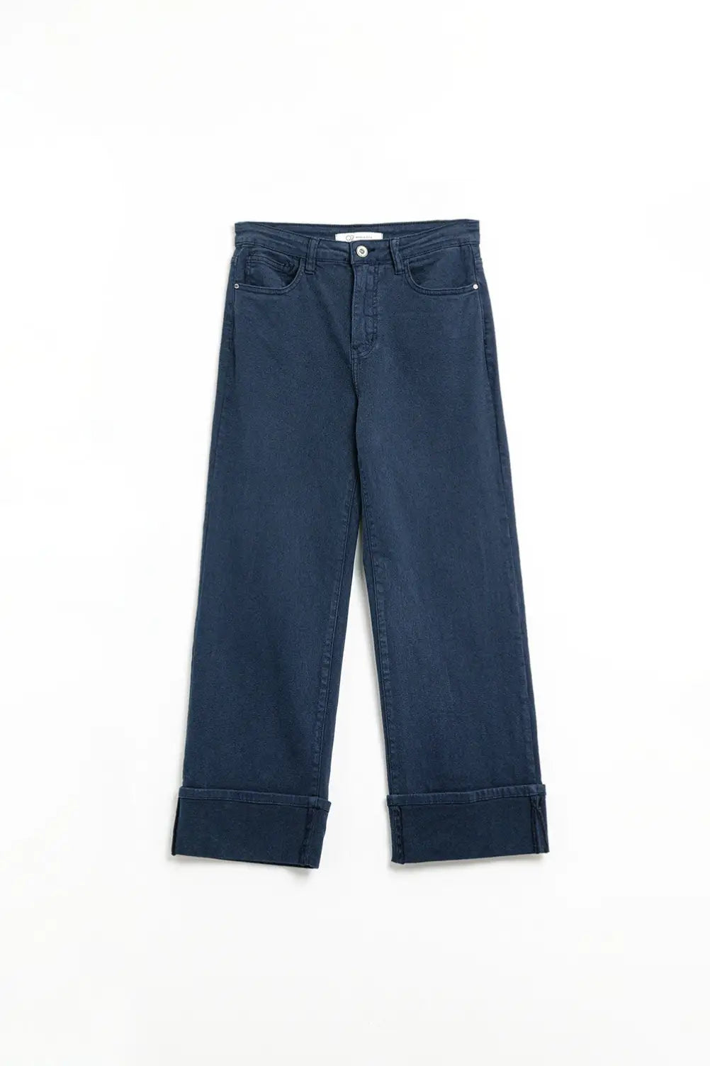 Straight leg Pants with cropped hem in navy - Colored Jeans