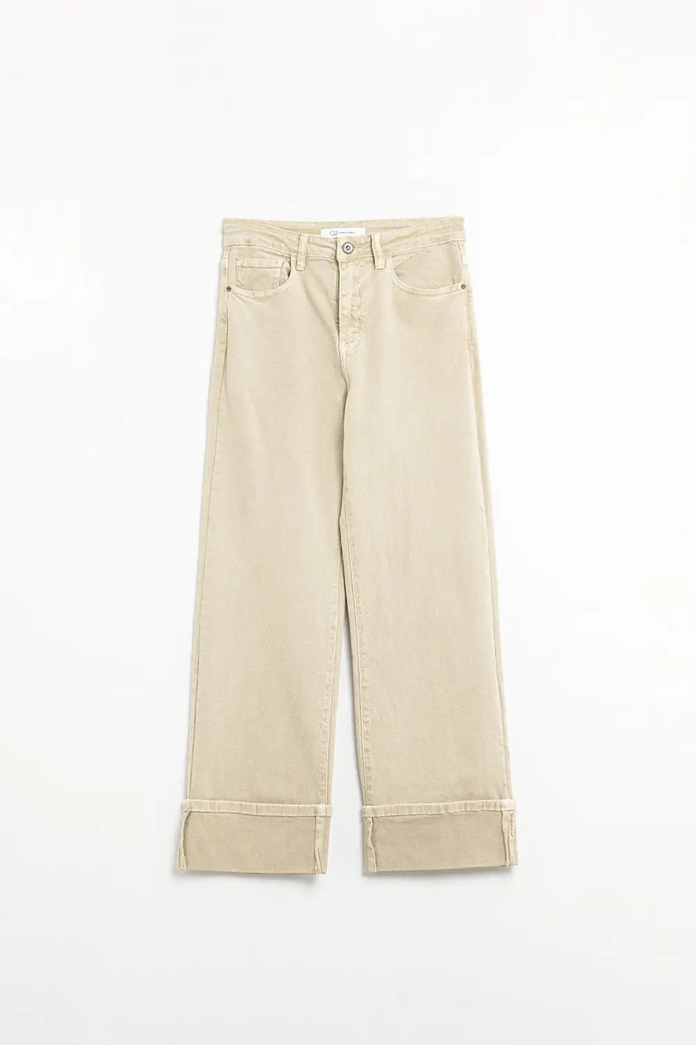 Beige Straight leg Pants with cropped hem - Colored Jeans