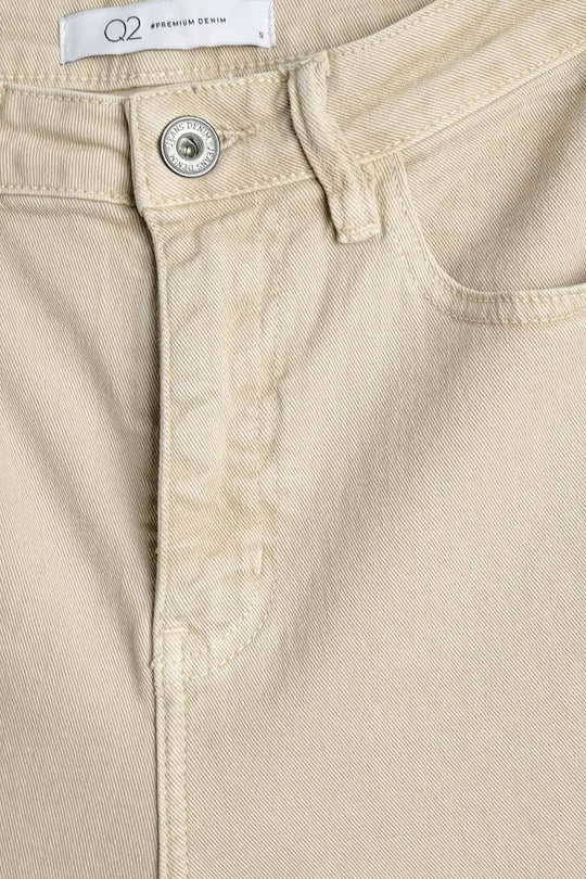Beige Straight leg Pants with cropped hem - Colored Jeans