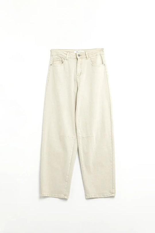 comfortable stretch jeans with barrel leg in beige - Colored Jeans